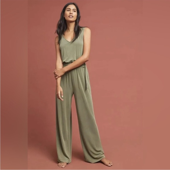 Anthropologie Saturday Sunday Belted Jumpsuit Moss Color Small - Picture 1 of 10